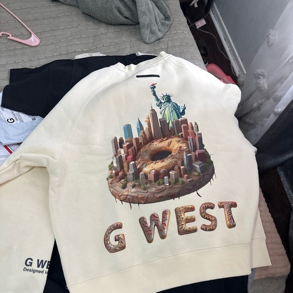 Cream Long Sleeve Tee with Western Graphic - Picture 1 of 5